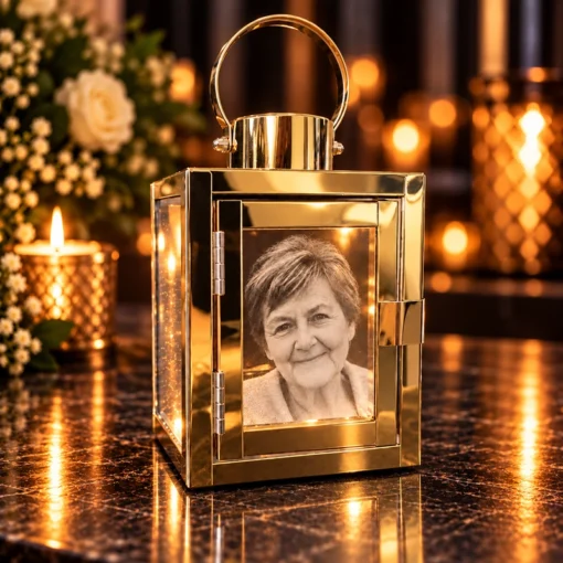 Malý gravírovaný lampášik na pomníky alebo ako dekorácia.