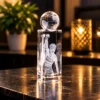 trofej glóbus | Gravírovanie fotiek do skla - darček s venovaním 3D sklenená trofej v tvare glóbusu s gravírovaním